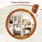 27 Inch Decorative Round Wall Mirror with Shatterproof Glass and Smooth Brown Wood Frame